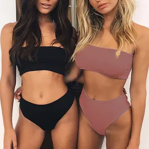 Female Off Shoulder Strapless Bikini Swimsuit