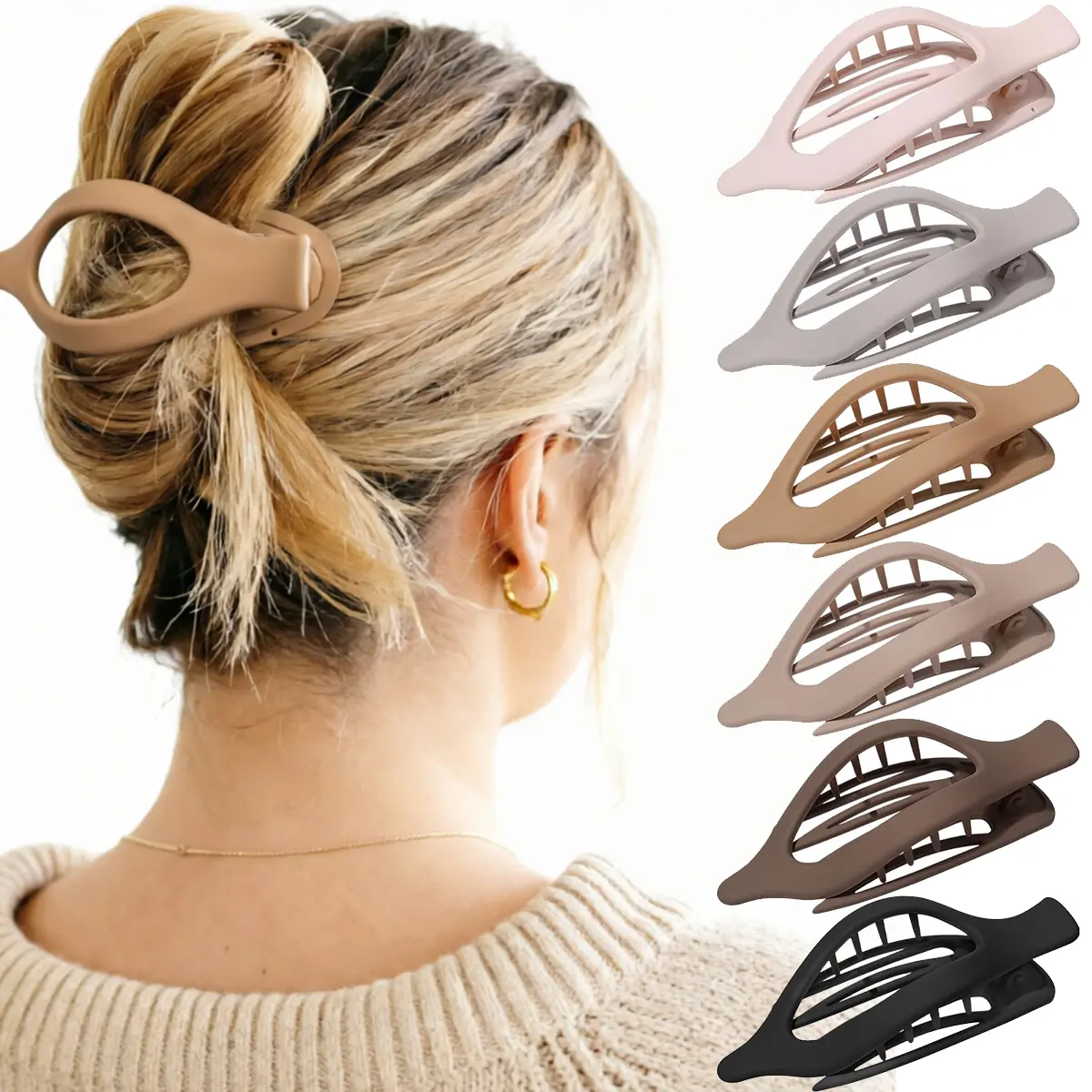 AWAYTR Flat Claw Clips Elegant French Concord Hair Clips Side Slide Duckbill Clips for Women Girls Strong Hold No Slip Grip Thick or Thin Hair 6Pcs/Set TikTokShopBlackFriday Hair Pin