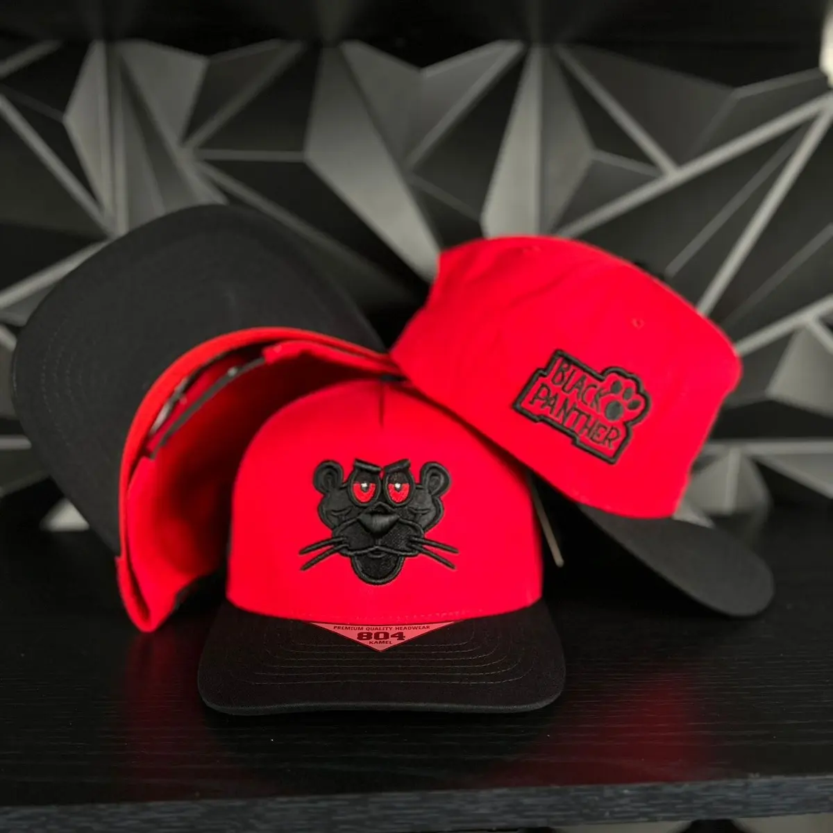 Black panther SnapBack hat-red