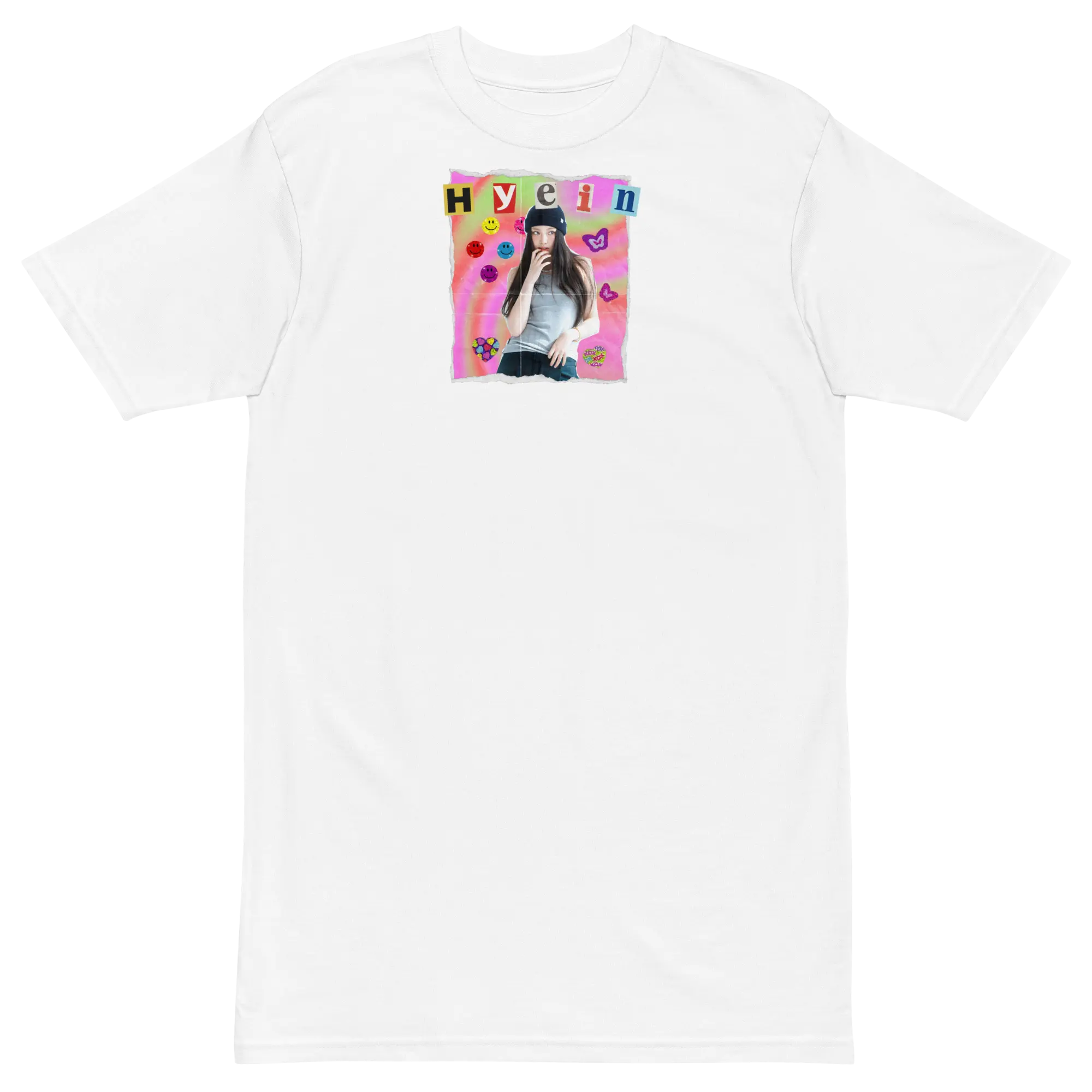 NewJeans (Hyein) How Sweet Member Collage Cut Out Ador K-POP Unisex 100% Premium White T-Shirt Limited Edition Classic Collar Cotton