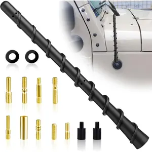 Black spiral bent antenna waterproof car rubber car 7-inch antenna with screws, exterior car radio AM FM.for trucks, cars, SUVs.