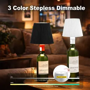 Wireless Bottle Lamp Touch Dimmable 3-Color LED Lamp Head, Stepless Brightness Ambient Light for Bedroom Bar Restaurant Party Decor & Gift