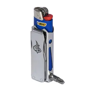 LighterBro Pro MultiTool 100% 18 in 1 Tool, 100% Stainless Steel Lighter Case for Bic & Clipper Lighters, LIGHTER NOT INCLUDED