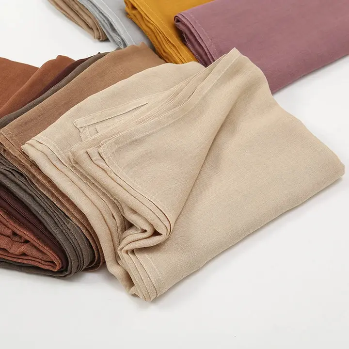 Rayon Viscose Muslim Woman Hijab Cotton Plain Musulman Scarves Solid Islamic Shawls and Wraps Soft Women's Turban Headband Veil