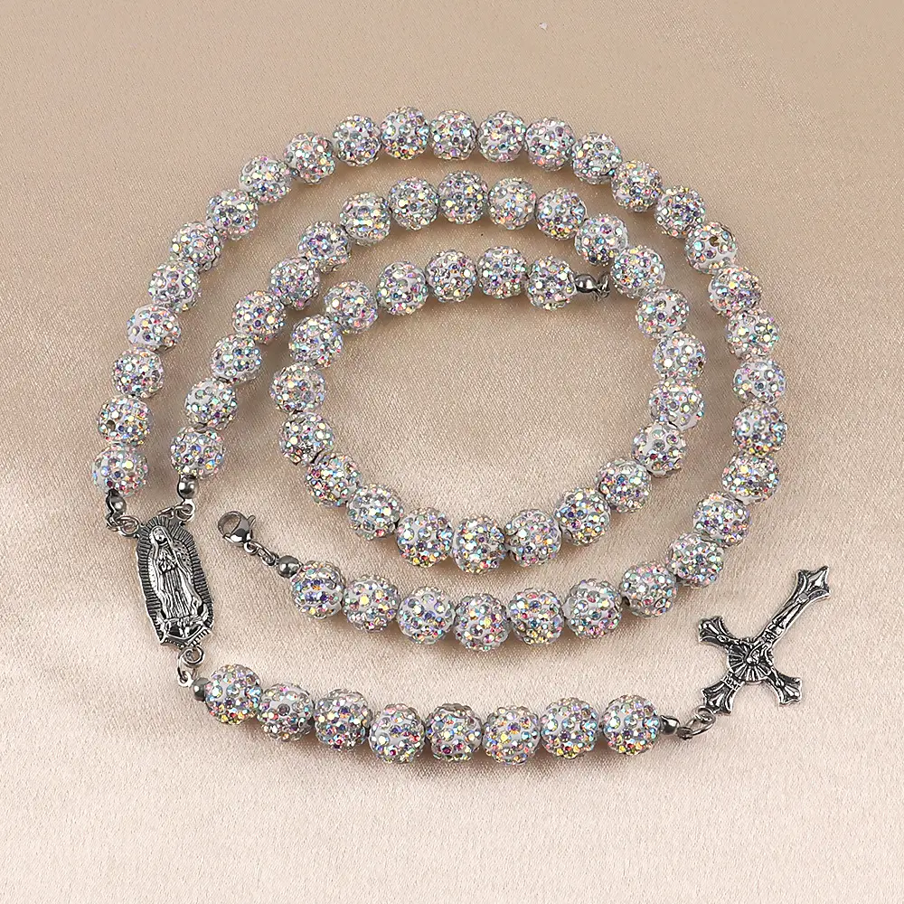 Prayer bead necklace AB colored beads (6