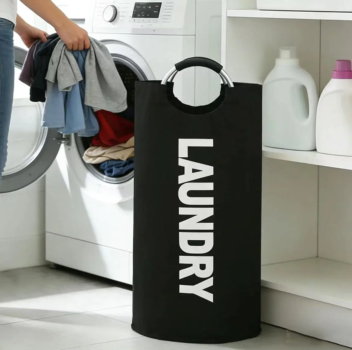 90L Large Laundry Basket,Laundry Hamper,Extra LargeDirtyClothes Hamper,Collapsible Waterproof LaundryBasket,SoftFoam Aluminum Handles,Space SavingLaundryOrganizer,Family Bedroom Bathroom LaundryRoom,ForWomen Men Teens Kids,#SummerVibes