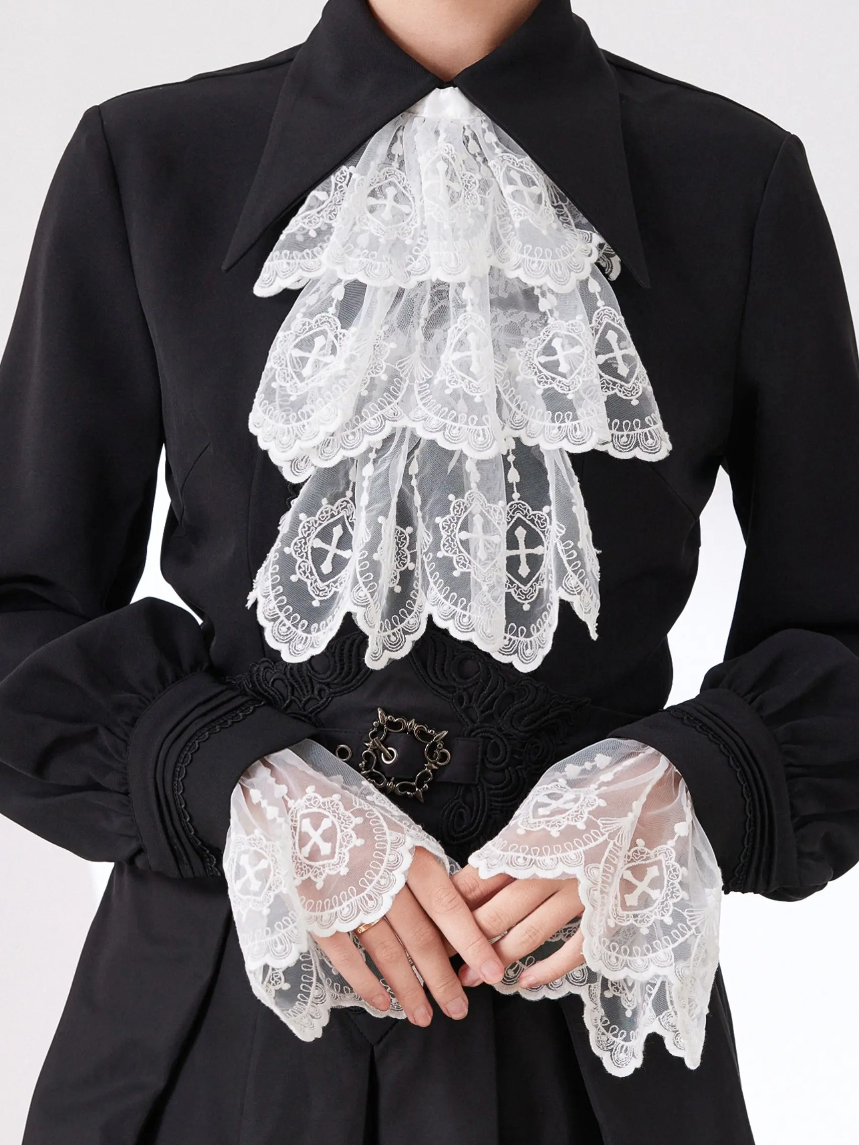 Cross collar flower bib set bow tie hand cuff Lolita Gothic scarf court shirt retro false collar Boho Casual Tie Cross Wrap Tie Boho Bohemian Tie Boho Fashion Tie