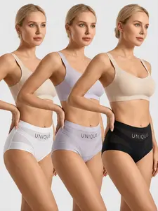 Ladies' high-waisted underwear, lightweight mesh hip-baring underwear, breathable seamless underwear, daily comfortable logo underwear