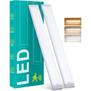 16 inch Under Cabinet Lighting, 120 LEDs Motion Sensor Light Bar Indoor, USB-C Rechargeable 3 Color Temps Dimmable Wireless Kitchen Closet Magnetic Lights Bar for Night Stairs(2 Pack)