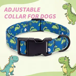 Cartoon Dinosaur Dog Collar, Adjustable Quick-Release Buckle, Breathable and Durable, Ideal for Small/medium/large Dogs, Perfect Gift