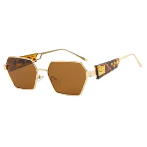 Trendy Polygonal Geometric Sunglasses for Women Men, UV400 Protection Retro Y2K Shades, Fashion Oversized Square Sunglasses for Streetwear, Stylish Outfits