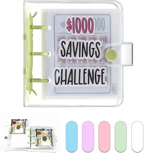 Mini Money Saving Binder, $1000 Money Saving Challenge Book Budget Binder with Envelopes Portable Deposit Anytime Anywhere