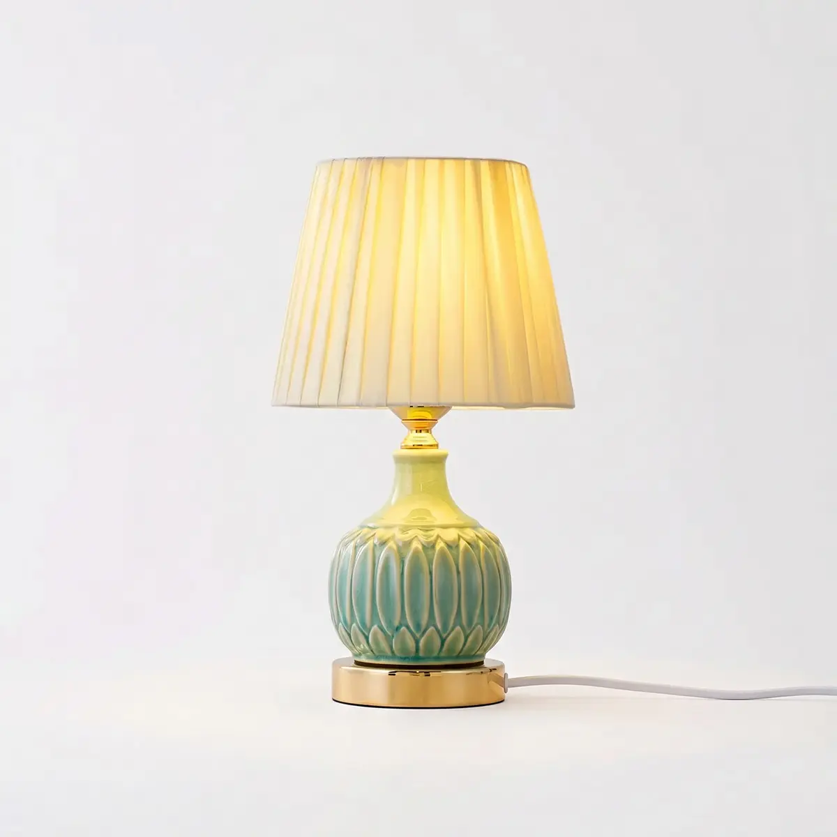 Retro Ceramic Dimmable Table Lamp - Fabric-Accented, Bulb-Included Unisex Indoor Book Light with 3-Color Adjustable Glow for Bedroom, Living Room Use