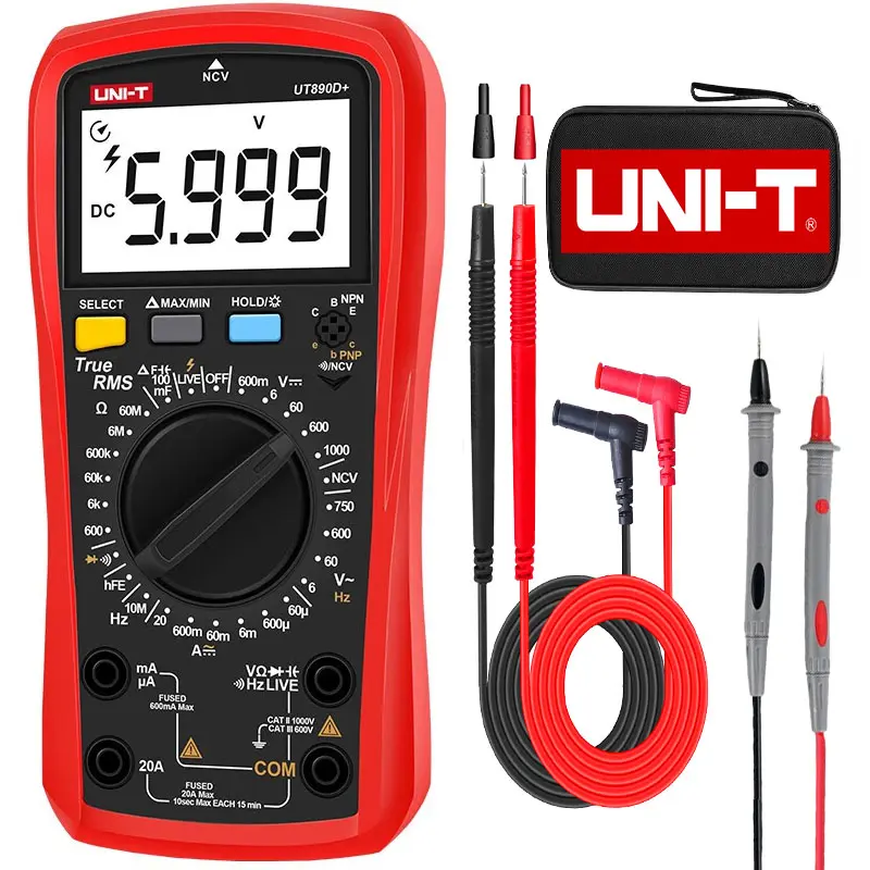 Digital Multimeter TRMS 6000 Counts with NCV Detection, Measures AC/DC Voltage Current Resistance Continuity Diode Transistor Frequency, Live Wire Tester with Sound and Light Alarm for Electrical Diagnostics, 1000V, 20A, Kickstand, Double Ceramic Fuses