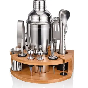 Cocktail Shaker Set,12 Piece- Bartender Kit with Stand,Bar Set for Mixed Drink, Professional Bar Accessory :Shaker,Jigger,Strainer,Muddler,Liquor Pourers, House Warming Gifts,Birthday Gift