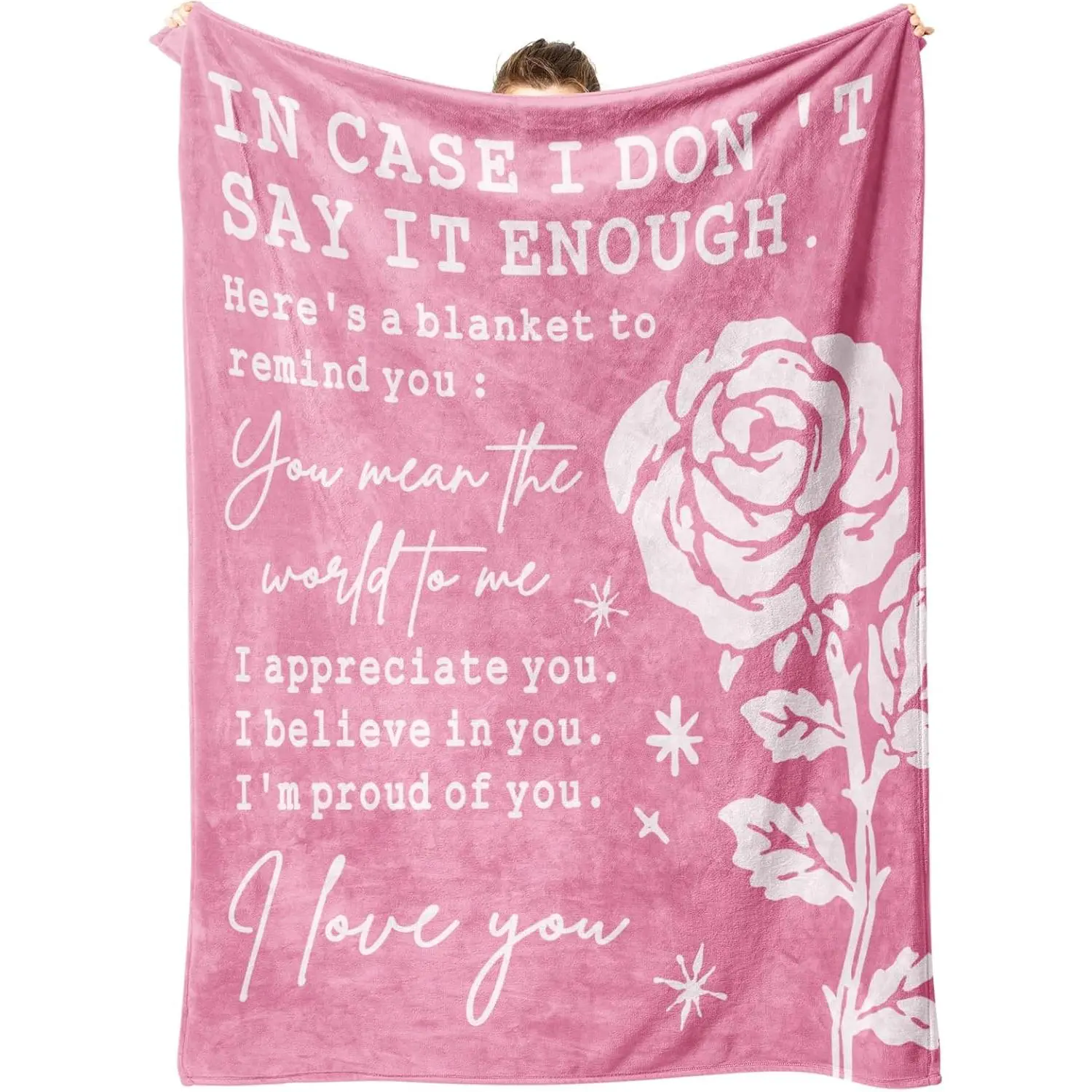 Soft Rose Print Throw Blanket (50"x60") - Elegant Floral Flower Pink Flower Blanket, Comfortable Breathable Personalized Romantic Gift for Women, Mothers Day Anniversary Birthday Gift, Flower Blankets, Personalized Blankets