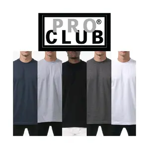 Pro Club 3-Pack Heavyweight T-Shirts for Men - Classic Crew Neck Cotton Jersey, Stretch & Durable, Original Style, H-Gray Variant with 10% Polyester