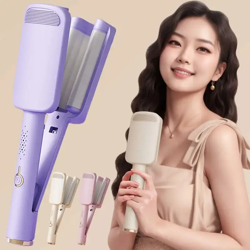 Women's 3-Barrel Deep Waver Curling Iron, 32mm Tourmaline Ceramic Hair Styler with Adjustable Temperature (4 Settings), Anti-Scald Design for Long-Lasting French Waves, Appropriate Present for Loved Ones