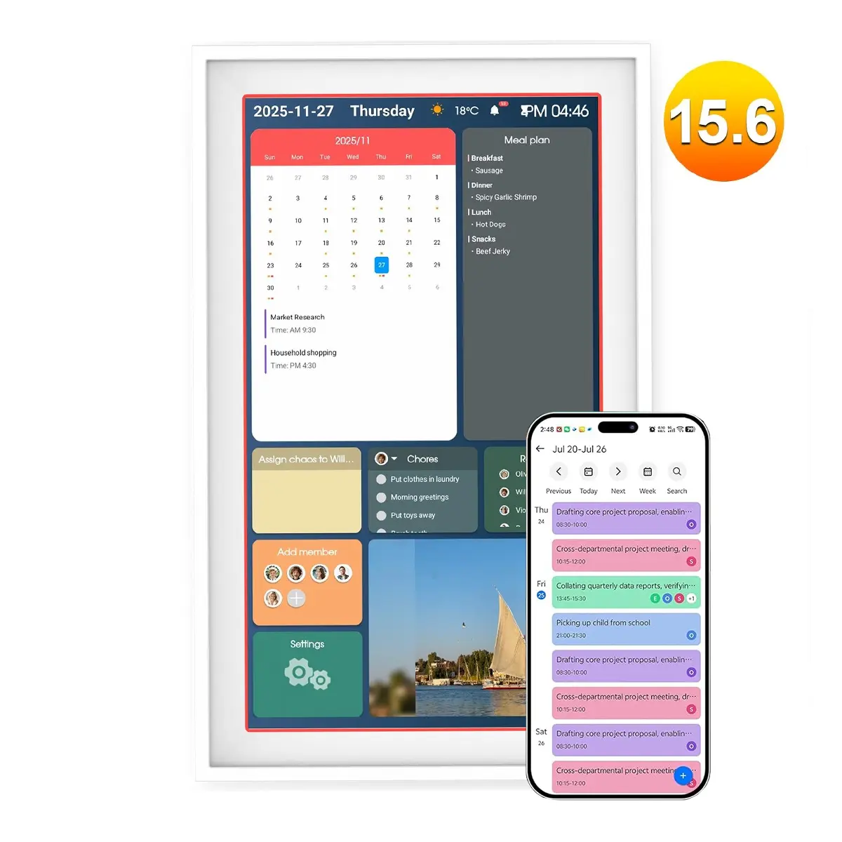 2026 Smart Family Calendar — 10.1"/15.6" HD Touchscreen, WiFi Sync, 64GB Storage, Auto Rotation, Family Schedules & Chores, Smart Reminders, Perfect Gift for Parents & Busy Households, AiMOR App Sync!