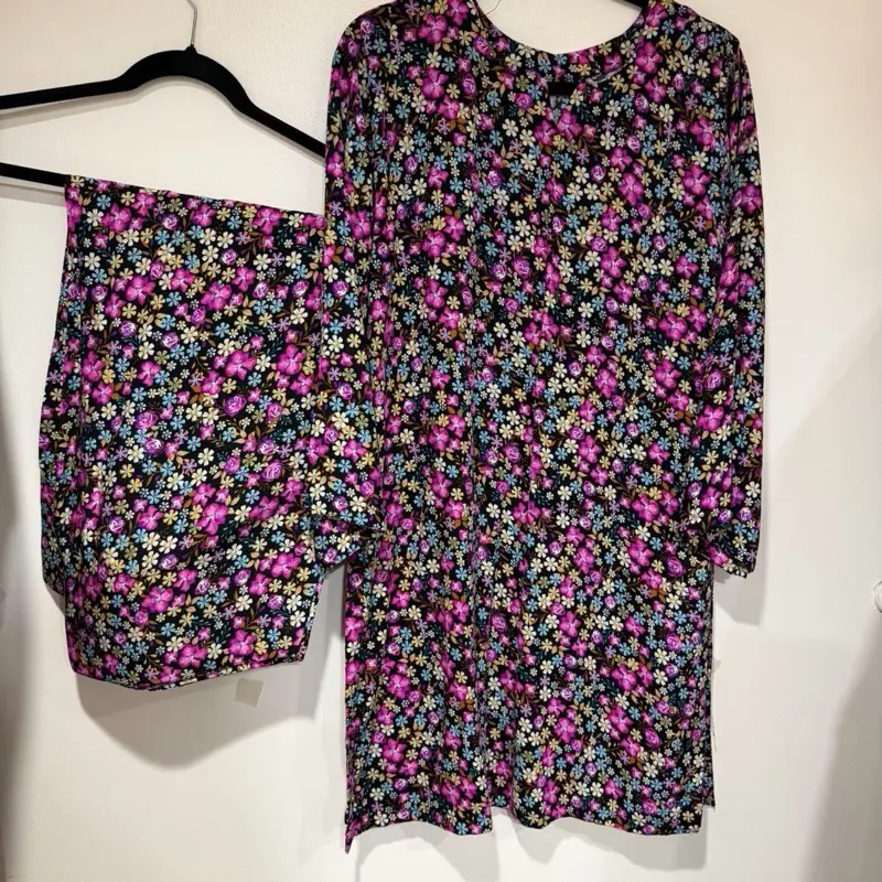 Ladies Trendy Farshi Shalwar Linen Fabric Small 38 size Ready To Wear Shirt and Shalwar Casual Wear
