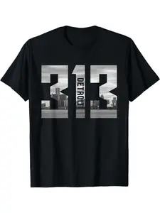Retro Detroit Michigan 313 Skyline T-shirt