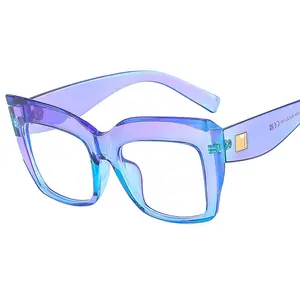 1 Pair Thick Frame Large Square Cat Eye Clear Lens Fashion Glasses, Vintage Elegant Shape Design, Suitable for Daily Commuting, Office Work, and Leisure Travel Wear, Helps Enhance Facial Contours and Features, Offering Decorative as Well as Windproof and