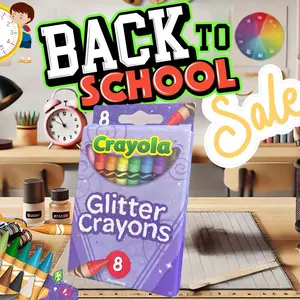 Crayola Glitter Washable Crayons Set: 8 Bright Colors, Safe for Kids