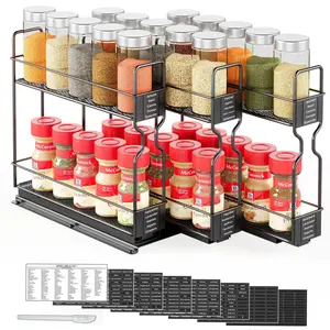SpaceAid® 3 Drawers 2-Tier Pull Out Spice Rack Heavy Duty Slide Out Spice Cabinet Organizers