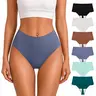 ORLAROY Women's 6-Pack Basic High-Waist Solid Thongs, Panties for Women with Seamless, Tag-Free, Stretchy, Flattering Cheeky Fit, Soft Touch, No Friction, Cozy Hug