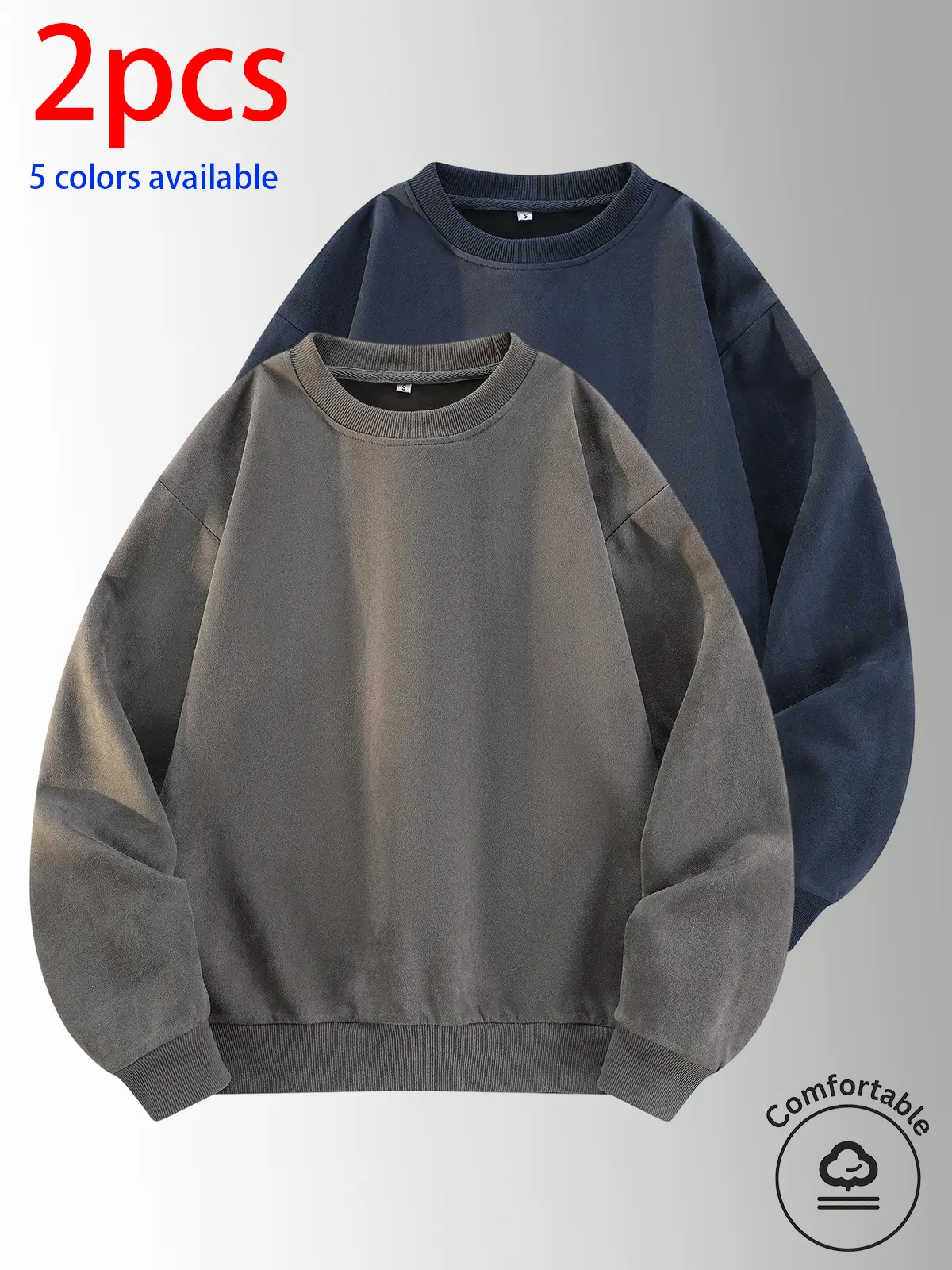 2-pack: men’s crewneck sweatshirt, men’s pullover sweatshirt.Loose, comfortable fit; available in multiple colors. Suitable for home wear, casual everyday wear, outdoor sports, campus activities, work, and commuting. Ideal for daily replacements, couples’
