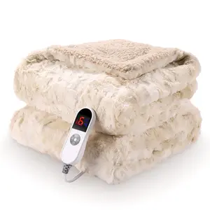 MARNUR Electric Throw Blanket 50" X 60", Soft Faux Fur Heated Blanket with Large LED Display, 6 Heating Levels, 4 Hours Timer, Machine Washable - Tie-Dye off White MARNUR