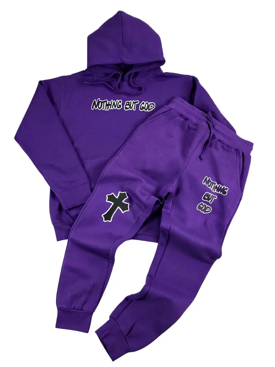 Nothing But God Sweatpants and Hoodie Set [Purple]