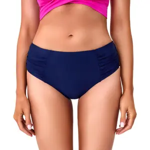 Full Coverage Bikini Bottoms for Women Mid Rise Bathing Suit Bottoms for Women Ruched Tummy Control Swim Bottoms(Gift)