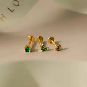 Emerald Flat Back Earring Set by Caitlyn Minimalist