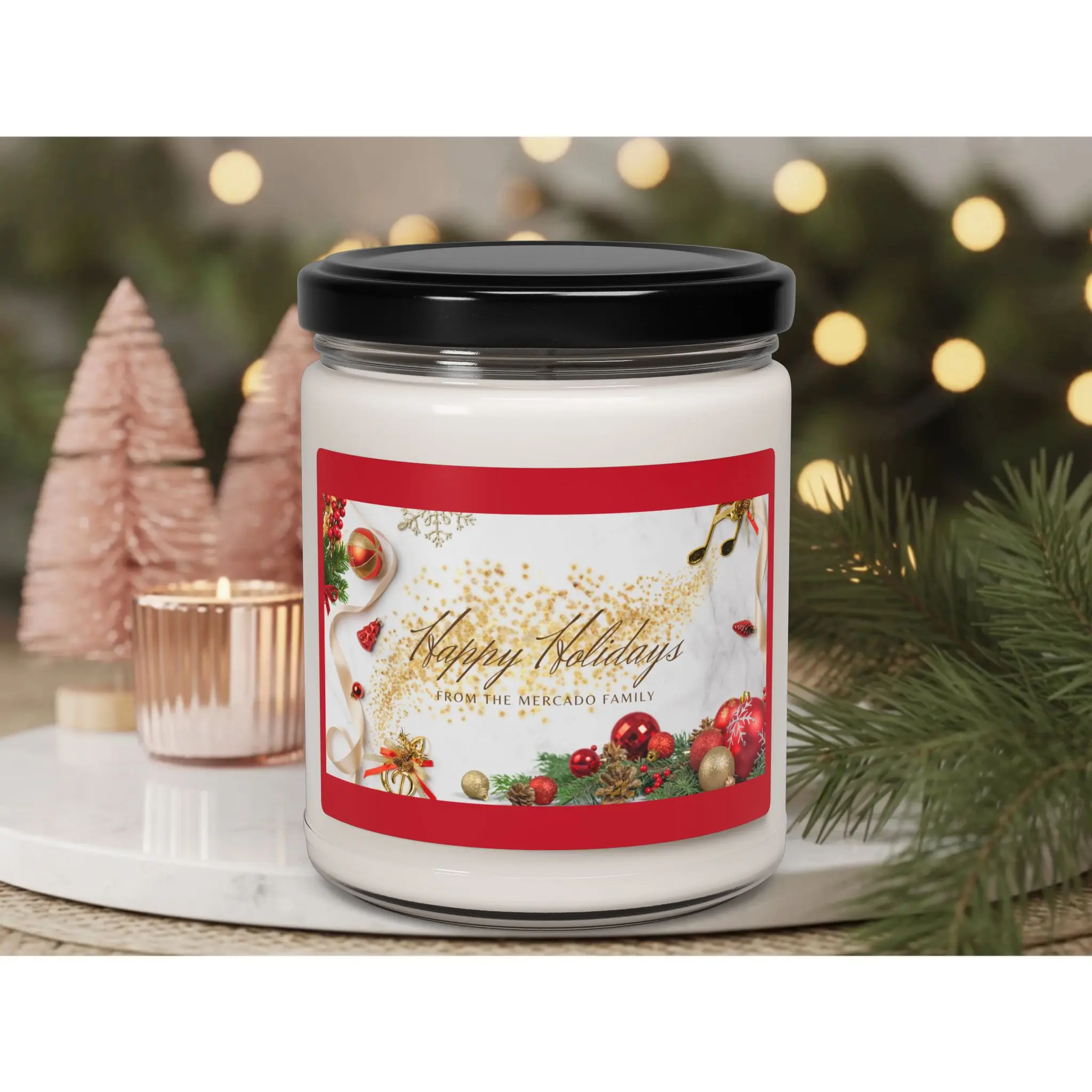 Scented Soy Candle, 9oz - Personalized Christmas Candle Gift, Holiday Candle, Custom Name Candle, Festive Candle, Christmas Decor, Winter