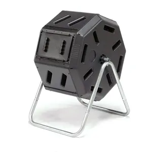 FCMP Outdoor  Tumbling Composter Waste Bin with Aeration Holes, Black