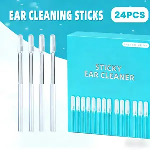 24 Count Soft Sticky Ear Wax Removal Sticks, Flexible Gentle Soft Tip, Non-irritating & Harmless Daily Ear Care Essentials for All Ages