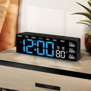 7'' Large Digital Desk Clock, Led Alarm Clock with Medication Reminders, Big Digits, Date, Temperature, DST, Home Decor for Livingroom, Bedroom, Kitchen, Christmas Birthday Gift for Elderly Grandma Grandpa Decoration Items