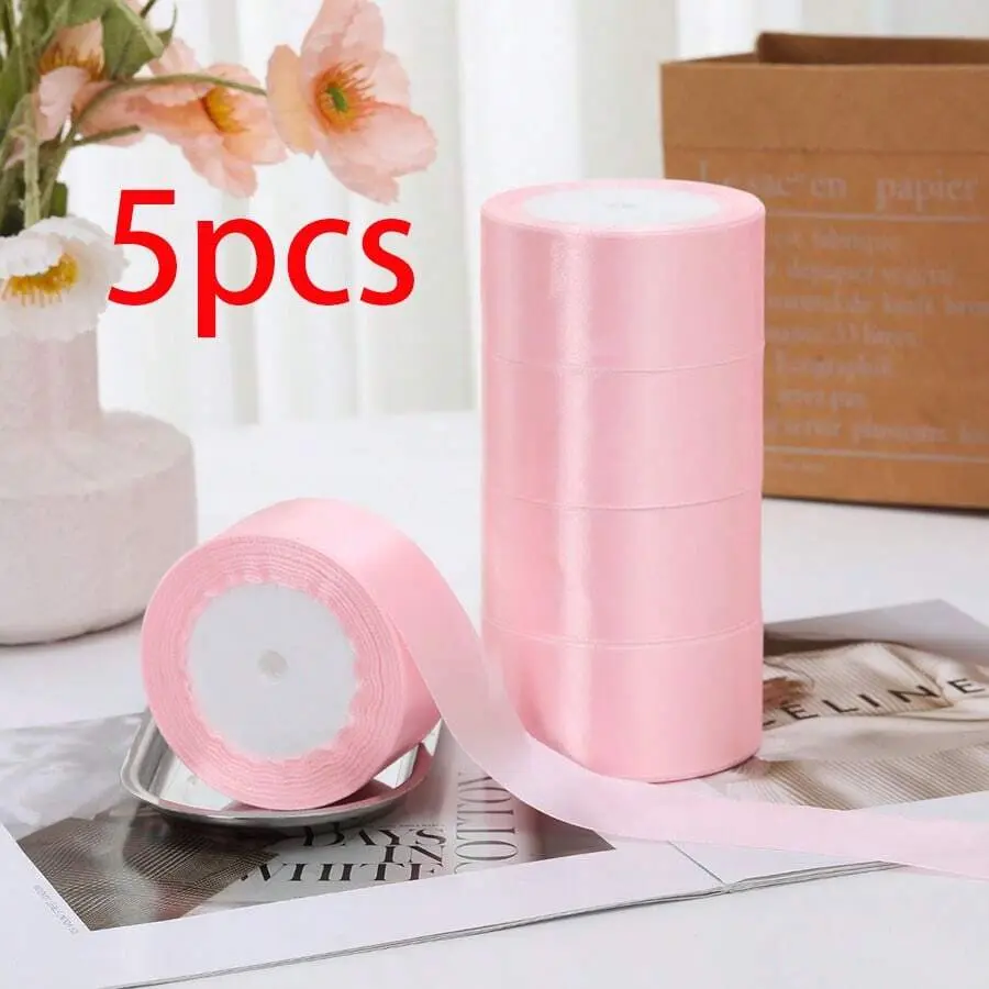 5pcs 4cm Wide Satin Ribbon Bows - Home & Festive Decor Supplies, DIY Cake Baking/Handmade Rose Materials, Gift Box Wrapping Accessories Gift Decoration Gift Bows For Presents