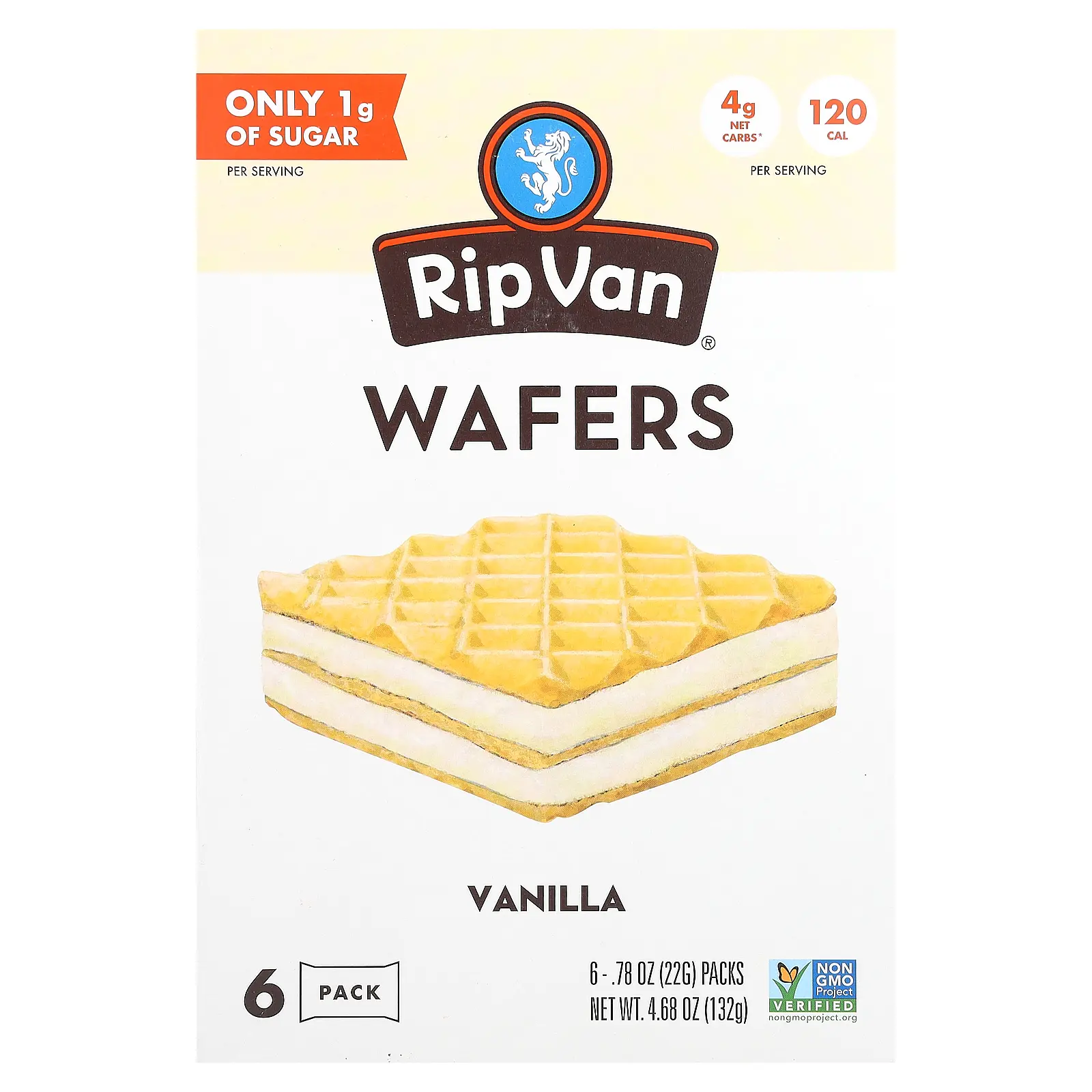 Rip Van Wafels Wafers, Vanilla, 6 Pack, 0.78 oz (22 g) Each