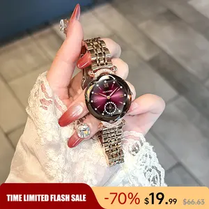 Luxury Watch  Women's Jewelry Watch Valentine’s Day Gift Elegant Diamond Cut Crystal Four Leaf Clover Pearl Elements Stainless Steel Case Waterproof Design for Daily Wear or Gifting ChristmasGift