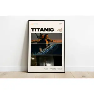 Titanic Movie Poster, Modern Movie Poster Print, Titanic Poster Wall Decor, James Cameron, Leonardo Dicaprio, Kate Winslet
