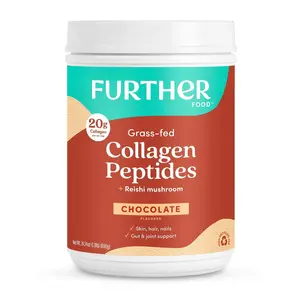 Further Food Chocolate Collagen Peptides Powder - 20g Reishi Mushroom Extract for Skin Hairs and Joint Support Supplement