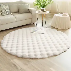 Round Shaped Soft Plush Rug, Circle Fluffy Shaggy Carpet, 1 Piece Non-slip Decorative Mat, Modern Rug for Living Room, Bedroom, Nursery, Game Room, Dormitory, Solid Color Area Rug, Aesthetic Room Decor, Thick Comfort Floor Mat, Furry Floor Rugs