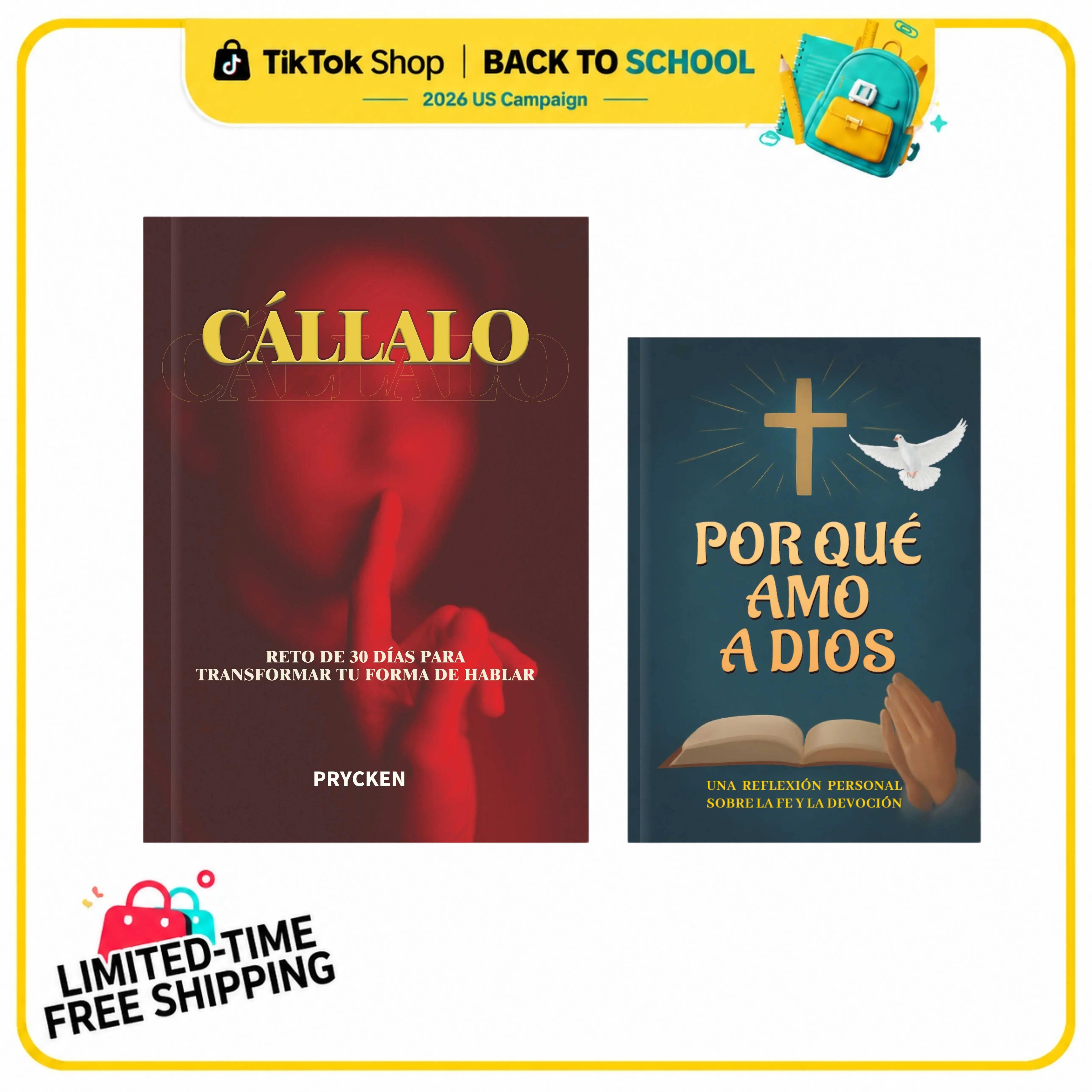 [Back To School]Prycken Combo de 30 Días: CÁLLALO + POR QUÉ AMO A DIOS | Prácticas diarias y preguntas de reflexión para mejorar tu comunicación, fortalecer tu fe y crecer cada día | Limited-Time Free Shipping