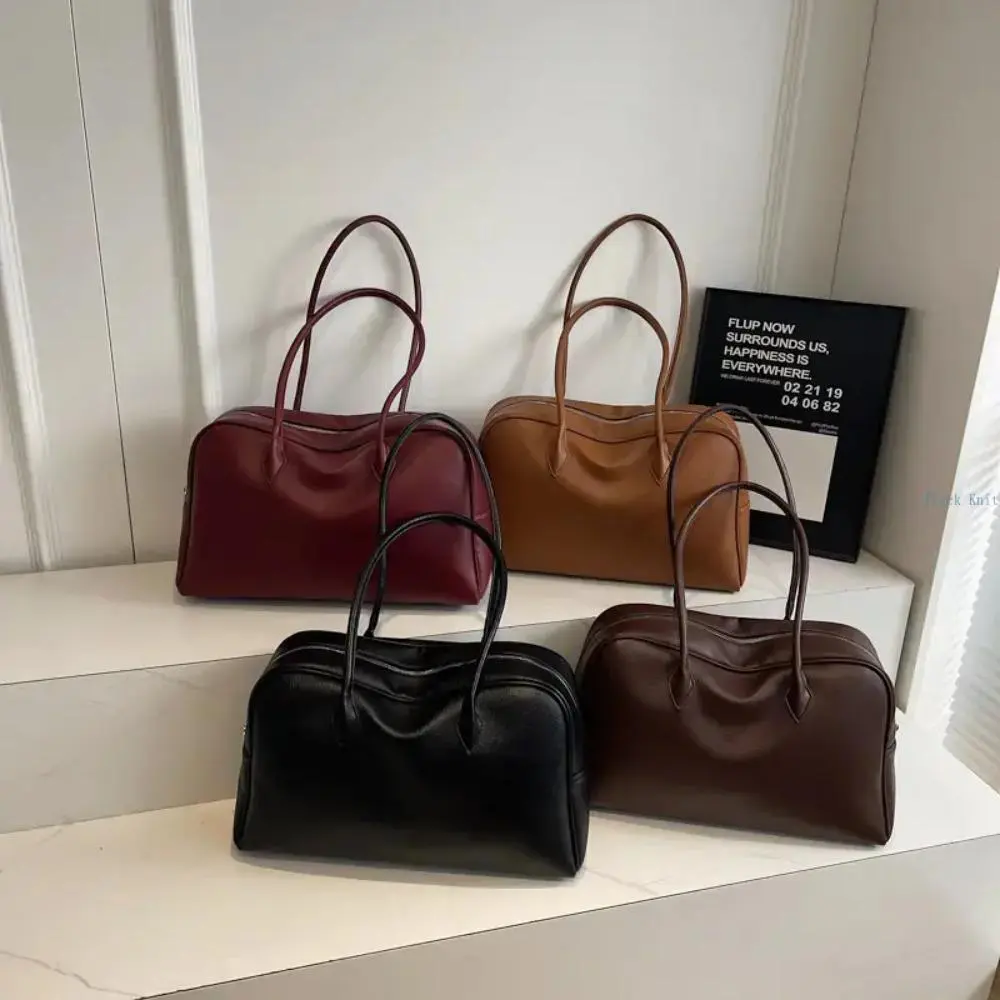 2026New Lychee Pattern Tote Pillow Bag for Women | Retro Large-Capacity Commuter Shoulder Bag, Elegant & Portable Work Bag