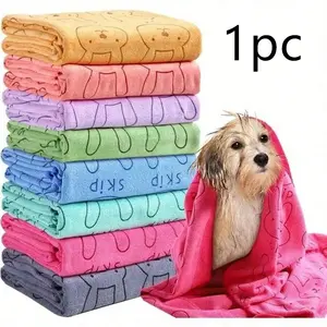 Superfine Fiber Pet Towel for Dogs, 35x75 Cm, Super Absorbent and Quick Dry, Soft Durable Bath Towel with Claw Print, Ideal for Small Dogs and Cats
