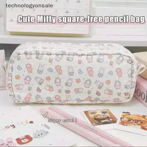 Kawaii Miffyi New Arrivals Cute Stationery Storage Bag | Cartoon Rabbit Printing Ins Portable High Capacity Pencil Case Girl Gift