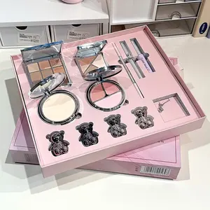 12Pcs Full Starter Makeup Kit, Cute Bear Themed All-in-One Cosmetic Gift Set, Beauty Kit, Makeup Palette Set for Beginners