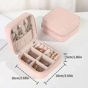 PU Leather Jewelry Mini Storage Box Travel Home Bracelet Earrings Storage Display Case for Women Ring Jewelry Portable Organizer Does not apply